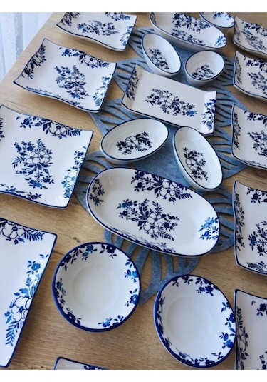 Yasmin Desen 12 Kişilik Kahvaltı Takımı Mavi