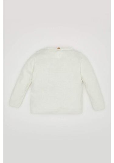 DeFacto Kız Bebek Bisiklet Yaka Basic Düz Triko Kazak X8187A224AUER100 Ekru