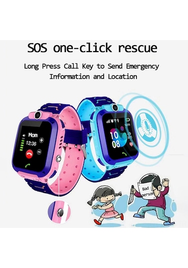 Mufunye Q12 Çocuk Akıllı Saati - Ip67 Su Geçirmez, Konum Tespiti, Tek Tuşlu Sos, Uzun Pil Ömrü, Prenses Pembe 3-12 Yaş