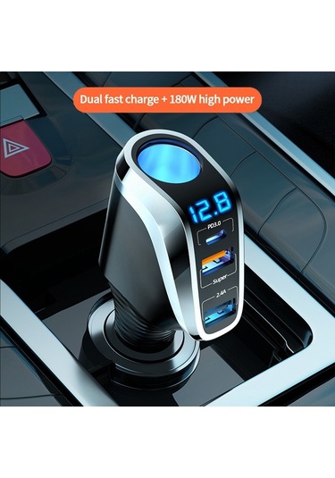 Sones Ozio Dy48tc 188w Type-c + Usb Çift Bağlantı Noktalı Çok Fonksiyonlu Araç Şarj Cihazı, Çakmaklı Turuncu