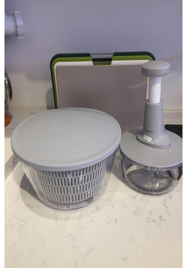 Leggno Pratıco Kapaklı Salata El Rende Seti Gri