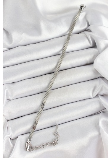 316l Çelik Gümüş Renk Yassı Zincir Model Kadın Bileklik Çok Renkli