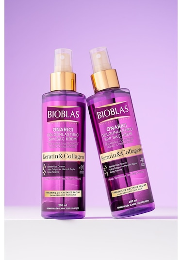 Bioblas Keratin Kolajen Sıvı Saç Kremi 200 Ml - Onarıcı, Dolgunlaştırıcı, Kolay Tarama