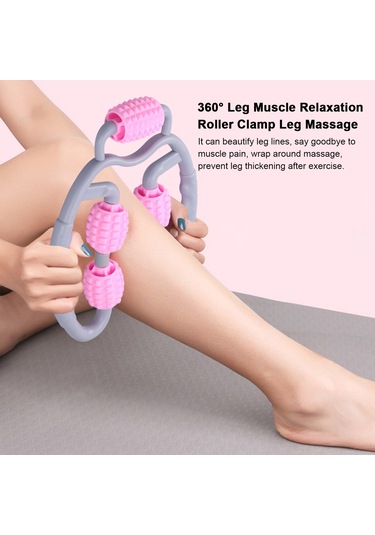 Mufunye 360 Derece Bacak Masaj Aleti - Kas Ağrısını Giderir, Bacakları Şekillendirir, Spor Sonrası Rahatlatır Pembe