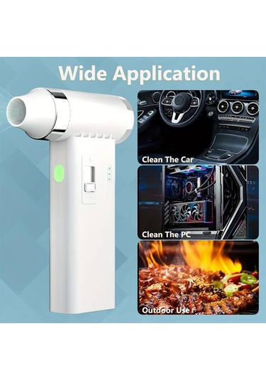 Honeybeeshop Beyaz Elektrikli Hava Ufleyici 110000rpm Super Guc Kablosuz 0 100 Hiz Ayarli Jet Fan Hizli Sarj Bilgisayar Klavye Ev Arac Toz Ufleyici