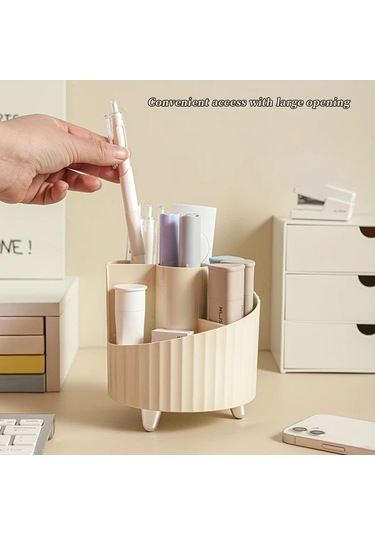 Hightower Beyaz Döner Makyaj Fırçası Saklama Ünitesi, Ruj Ve Kozmetik Organizer Beyaz