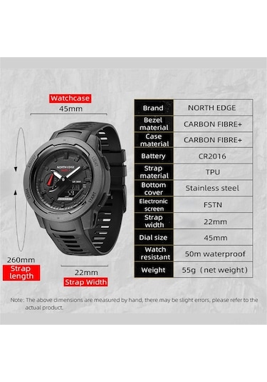 Yingfu North Edge Karbon Fiber Erkek Spor Saati - 50m Su Geçirmez, El Aydınlatmalı, Multifonksiyonel Renkli Çok Renkli