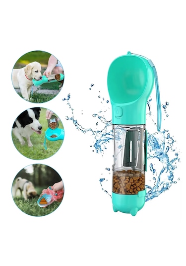 Microcase Taşınabilir Hazneli Mama Kaplı Kaka Poşetli Kedi Köpek Suluğu 300ml - Al48844