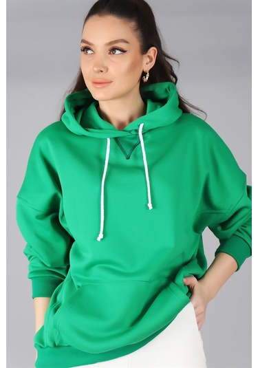 Sweetness Kadın Yeşil Kapüşonlu Sweatshirt Yeşil