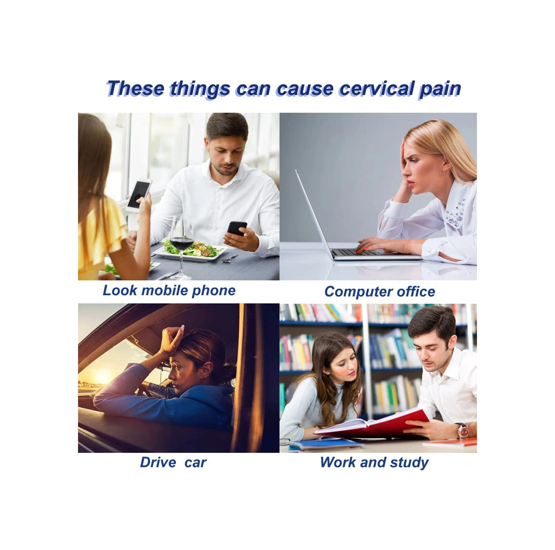 Yunboo Boyun Ağrısı Alıcı Spinal Dekompresyon Ve Dik Duruş Düzeltici Pp Malzeme Boyun Bracieri + Esnek Kayış 24x8 Cm, Tek Beden Beyaz