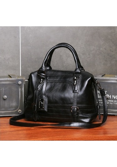 Wondernest Bayanlar Gündelik Çanta Yumuşak Yüzlü Düz Renk Tek Omuz Çapraz Büyük Çanta Siyah Av Siyah