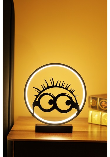 Minion Gözlük Silüetli Metal Led Masa Lambası Dekoratif Çocuk Odası Işığı Eğlenceli Gece Lambası Minion