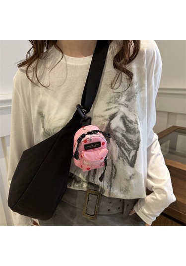 Konesam Siyah Çiçek Desenli Mini Çok Amaçlı Cloth Çanta - Tek Omuz, Çapraz, Boyun Ve Bel Taşıma Seçenekleriyle Küçük Eşyalarınızı Saklayın