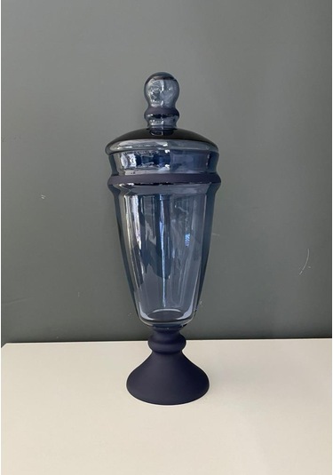 Decorıum Kapaklı Ayaklı Vazo Yarı Mat Kobalt 36 Cm