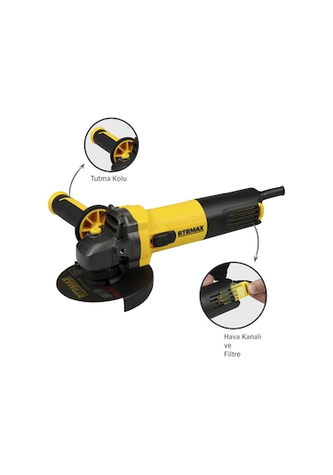 Rtrmax RTM102 Avuç Taşlama Makinası 115 mm 750 W