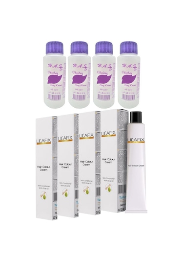 Lilafix Saç Boyası 60 Ml.+H.A.S Oksidan 60 Ml. (4'Er Adet)