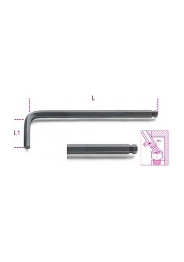 Beta 96bp/as 3/32" Yuvarlak Bombe Top Başlı Uzun Allen Anahtar Inch