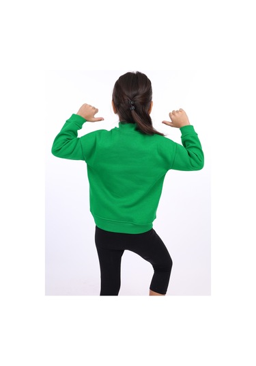 Toontoy Kız Çocuk Nakışlı Sweatshirt Çimen Yeşili