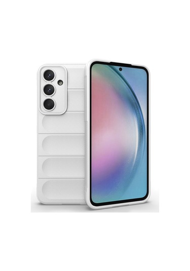 Samsung Galaxy Uyumlu A15 Kılıf Optimum Lens Çerçeveli Silikon Kapak Beyaz