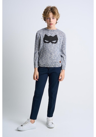 Alexandergardı Desenli Triko Çocuk Kazak Mavi