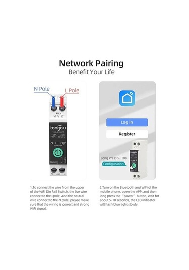 Trendooze Tuya Wifi Akıllı Şalter 1p 63a - 3 Zamanlama, Alexa Entegre, Güvenli Montaj