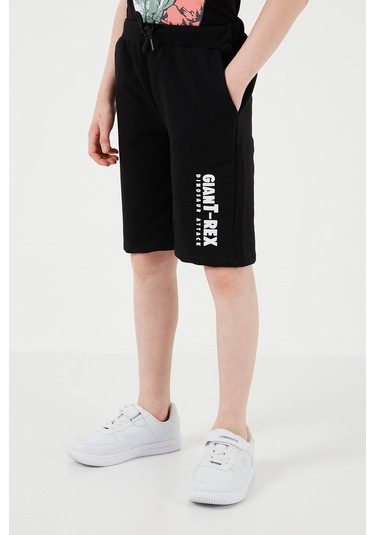 Lela Pamuklu Regular Fit Bisiklet Yaka Şortlu Alt-Üst Erkek Çocuk Takım 6212018 Siyah