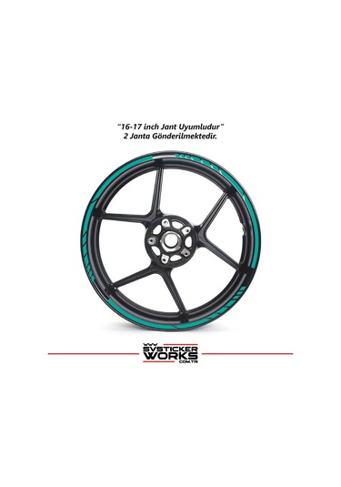 Motosiklet Jant Şeridi Jant Sticker Dekor Model Parçalı Desen Sticker Set Turkuaz