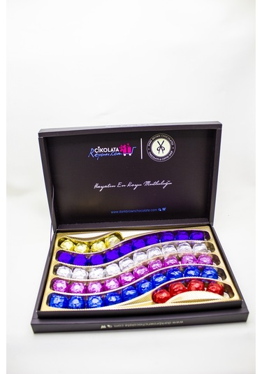 Dark Brown 48 Adet Kare Renkli Sargılı Sütlü Gerçek Çikolata Kutulu