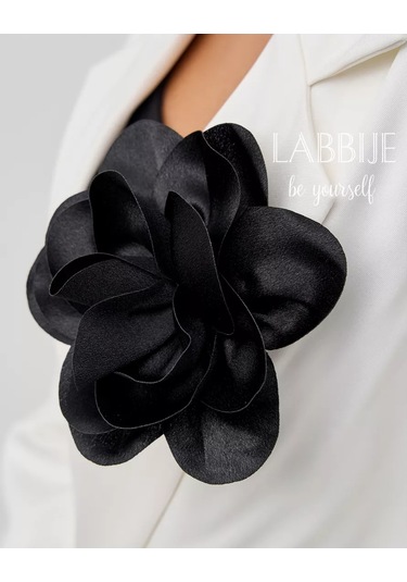 Labbıje Büyük Broş Kumaş Çiçek Fiyonk 242289160 Siyah
