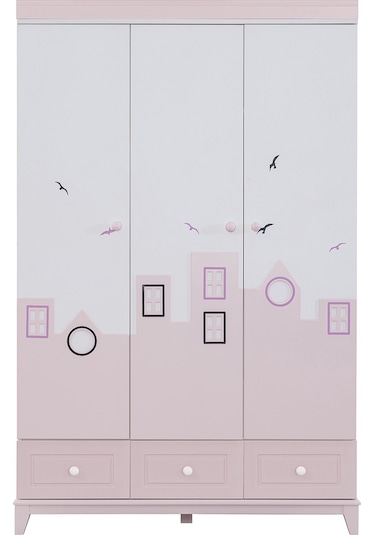 Gardırop, City Montessori Çocuk Odası, City 3 Kapaklı Dolap Pembe