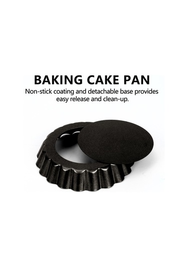 Xurunkeji 6'lı Tart Kalıbı Seti, Küçük Yapışmaz 4 İnçlik Kiş Kalıbı, Çıkarılabilir Tabanlı Karbon Çelik Kiş Kalıbı, Pişirme Ve Fırınlama İçin Siyah