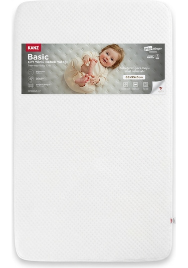 Kanz Basic Bebek Yatağı 65x95 Cm 5 Cm İç Yatak 70 x 120 x 10 CM