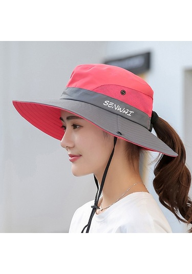 Uv Işınlarına Karşı Koruyucu Geniş Kenarlı Güneş Şapkası - Kadınlar İçin Modaya Uygun Ve Rahat Pembe