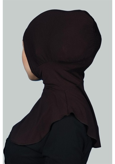 Kadın Tesettür Pratik Boyunluklu Hijab - Sporcu Bone Koyu Kahverengi