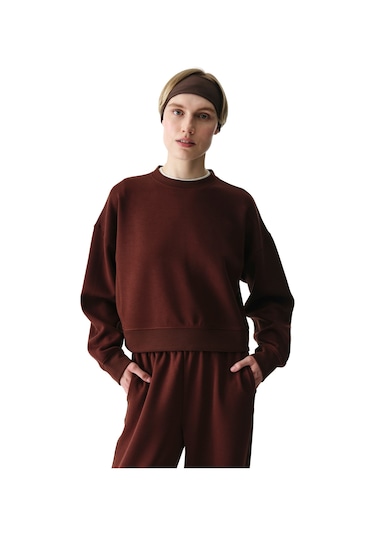 Penti Kahverengi Silky Feel Contrast Sweatshirt