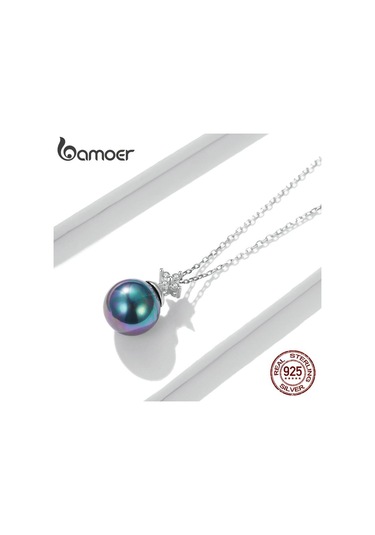 Bamoer 925 Ayar Gümüş Zarif Siyah İnci Charm Kolye Kabuk İnci Zirkon Zincir Kolye Kadınlar İçin Güzel Takı Gümüş Bamoer 925 Ayar Gümüş Zarif Siyah İnci Charm Kolye Kabuk İnci Zirkon Zincir Kolye Kadınlar İçin Güzel Takı Gümüş