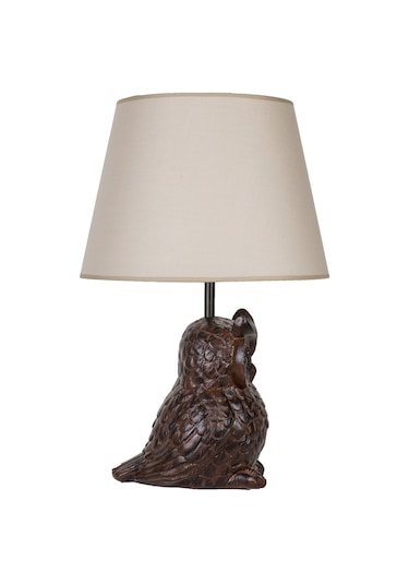 Qdec Modern Dizayn Baykuş Abajur Kahverengi Bej Diğer