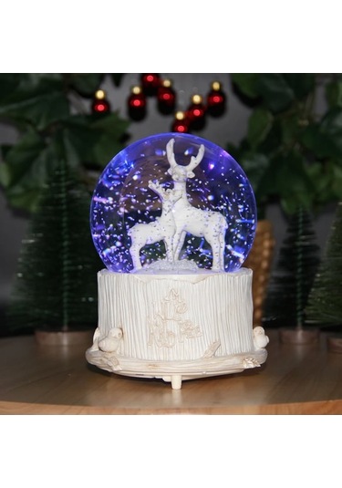 Yılbaşı Noel Geyik Kar Küresi Kar Motorlu, Işıklı Ve Müzikli Mega Boy