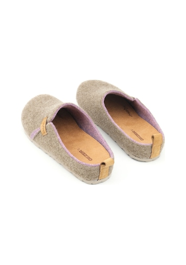 Gezer Kışlık Keçe Comfort Taban Kadın Ev Bahçe Terlik Bej