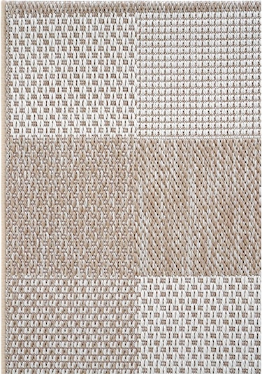 Cool Halı Grande 01 Bej Balkon Kilimi Dama Desen Halı İnce Antre Halısı Kaymaz Tabanlı Mutfak Kilimi