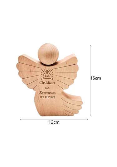 Suntek Oyma Ahşap Melek Heykelcik Dini Hediye Dekoratif Melek