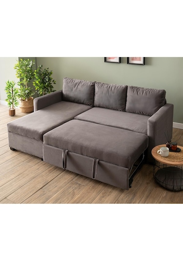 Pafu Kado Yataklı Köşe Koltuk Takımı - Soho Gri Gri