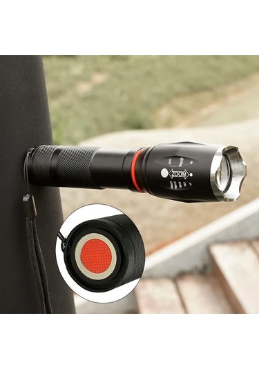 Valkyrie 8000 Lümen Cob Lambalı T6 Mıknatıslı El Feneri - 6 Mod - 500 Metre Mesafe Siyah