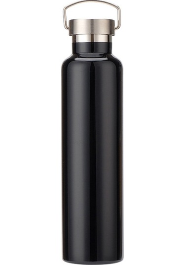 304 Vakumlu Paslanmaz Çelik Vakum Şişesi Çift Katmanlı Büyük Kapasiteli Dış Mekan Su Şişesi Dağcılık Spor Şişesi, Kapasite: 600ml Siyah