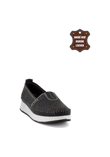 Elit Mn85l21c Kadın Hakiki Deri Espadril Siyah Siyah