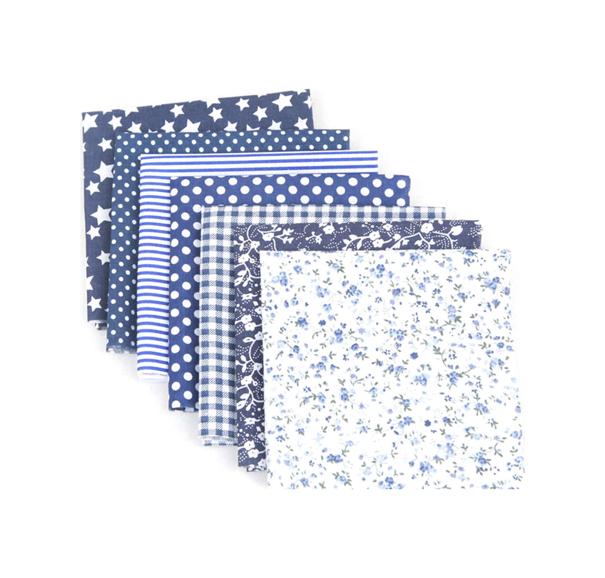 Youtek 7 Parça Kumaş Seti - Tam Pamuk Desenli Kumaş, 50x50 Cm Lacivert, Dıy El İşleri İçin Çanta, Yastık Kılıfı, Masa Örtüsü Lacivert