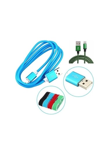 9009781720252 - Buffer 1,5 Metrelik Örgü Şeklinde Apple Iphone Ipad Data Şarj Kablosu