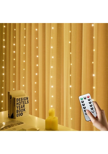 Hfambition Pembe 3x3m 300led Usb Kumandalı Perde Işığı, Noel Dekorasyonu, 8 Fonksiyonlu Bakır Tel Işık Zinciri, Oynatma Askısı İle Diğer