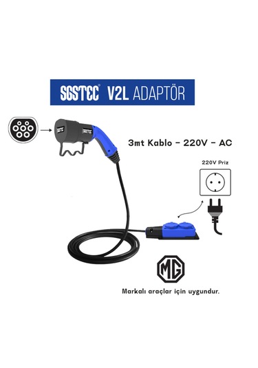 Sgstec Mg 3 M Kablolu 2'li V2L Uzatma Priz Adaptör 3.5 KW