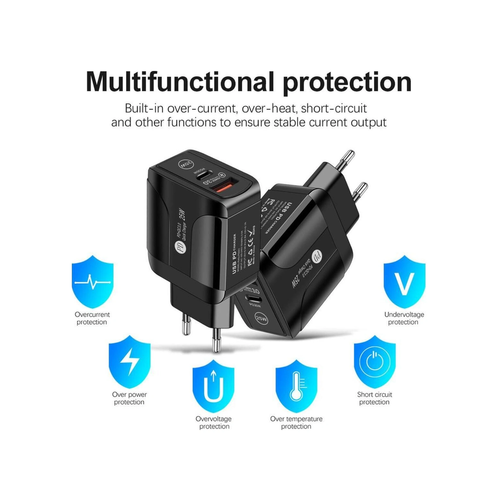 25w 1usb+1pd Girişli Hızlı Şarj Adaptörü